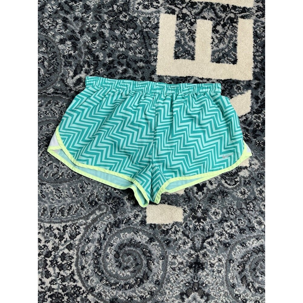 NIKE DRI FIT Womens M Medium Teal Green Chevron Athletic Running Outdoors Shorts